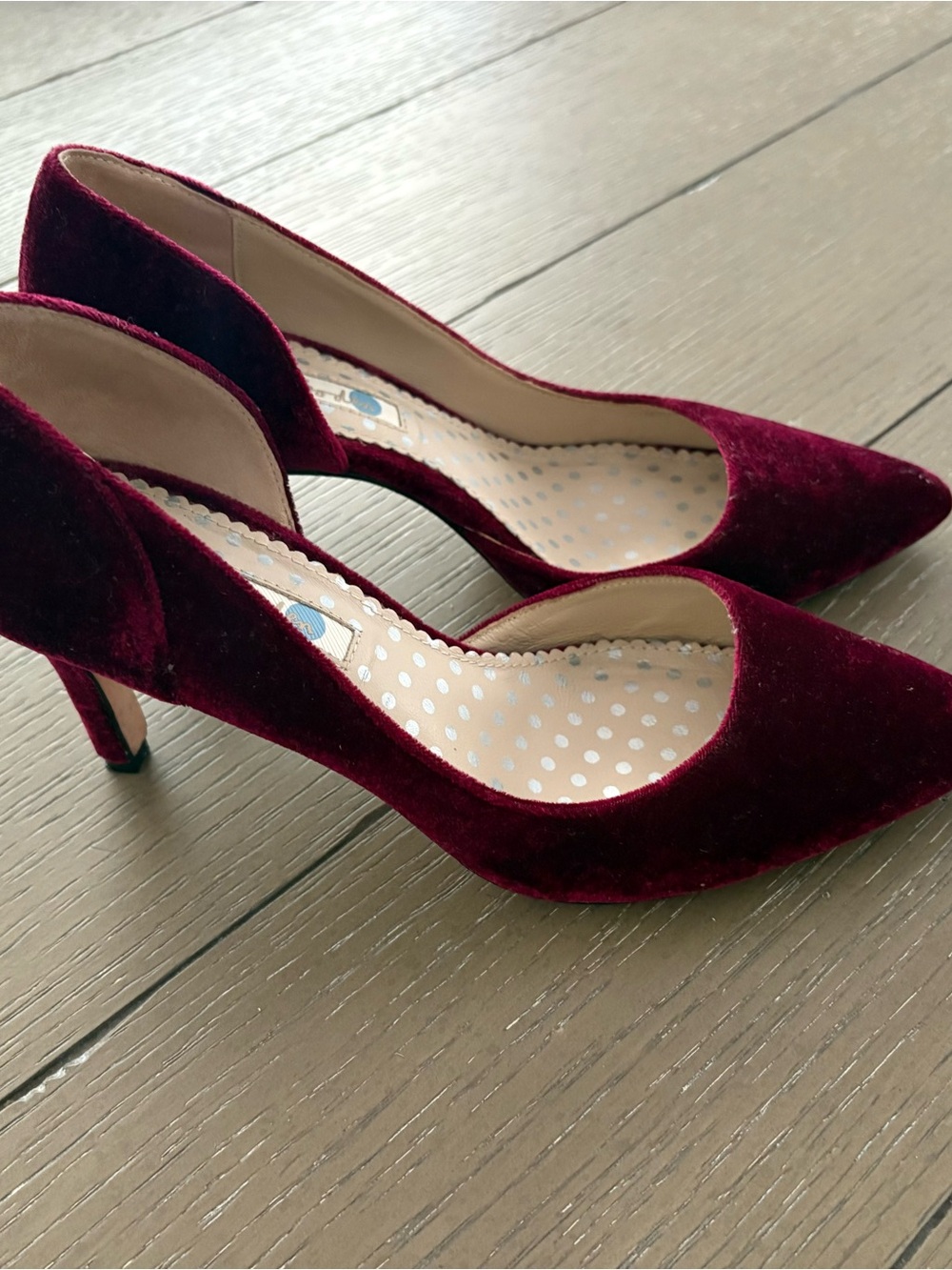 Women's Boden Wine Bordo Burgundy Velvet Pointed-Toe Heels